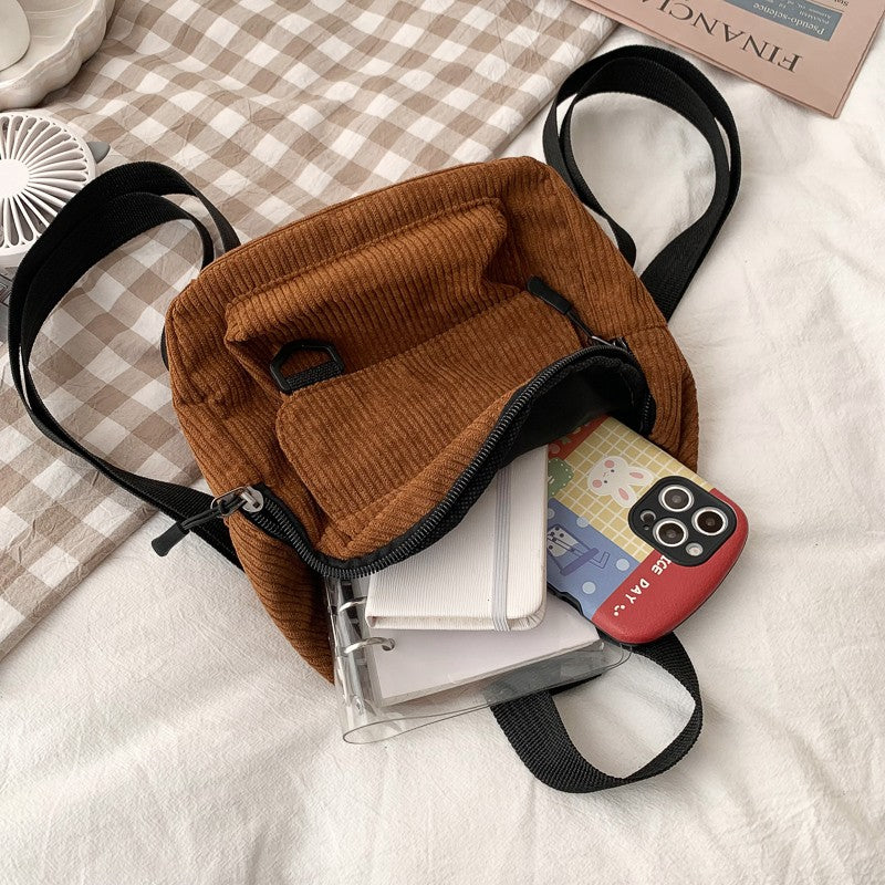 Chic Corduroy Compact Backpack