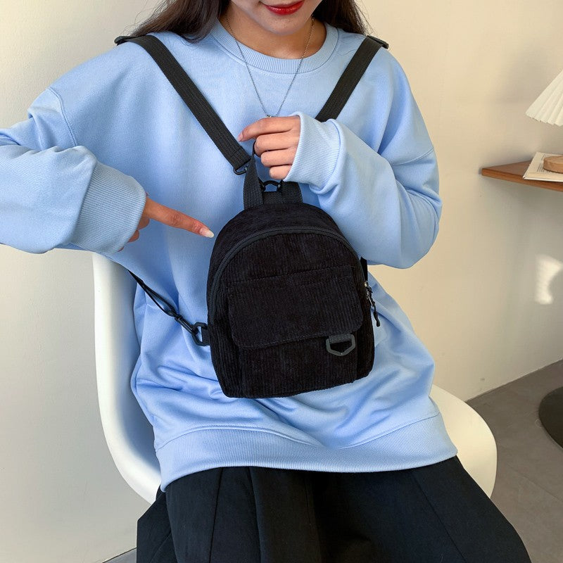 Chic Corduroy Compact Backpack