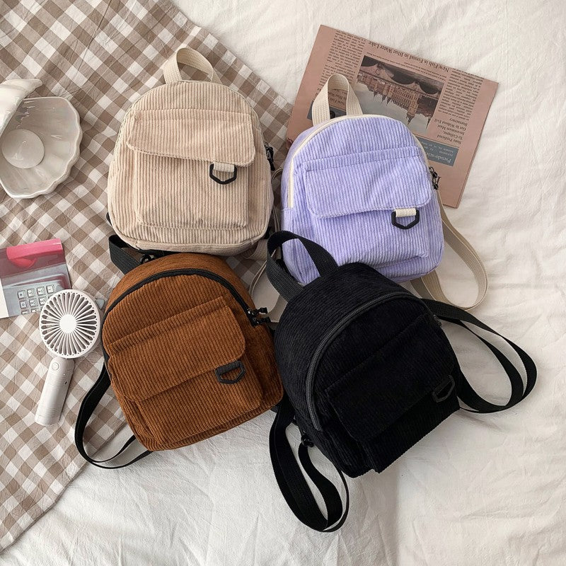 Chic Corduroy Compact Backpack