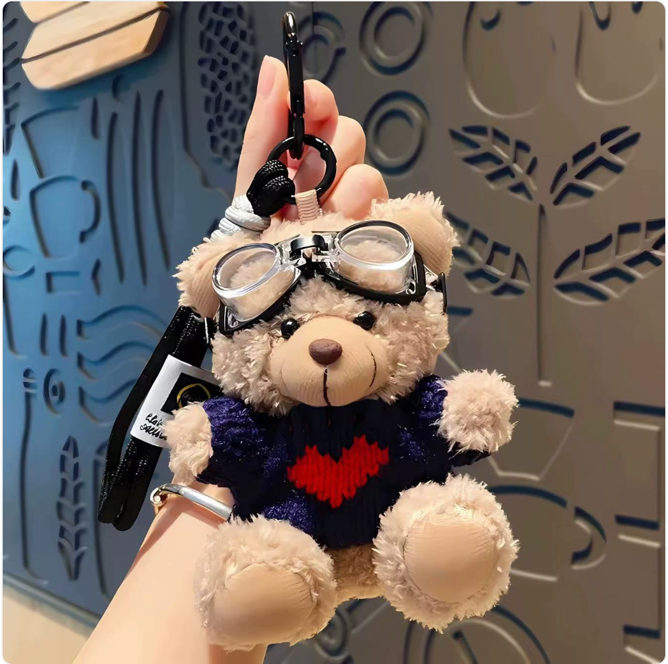 Aviator Teddy Plush Keyring