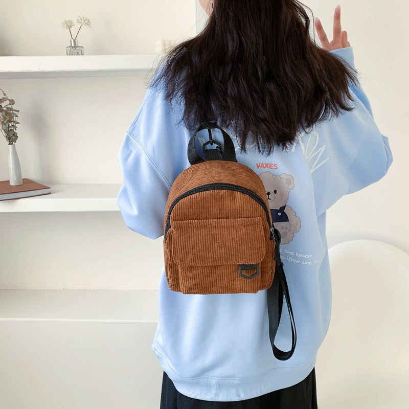 Chic Corduroy Compact Backpack