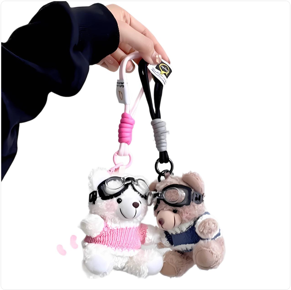 Aviator Teddy Plush Keyring